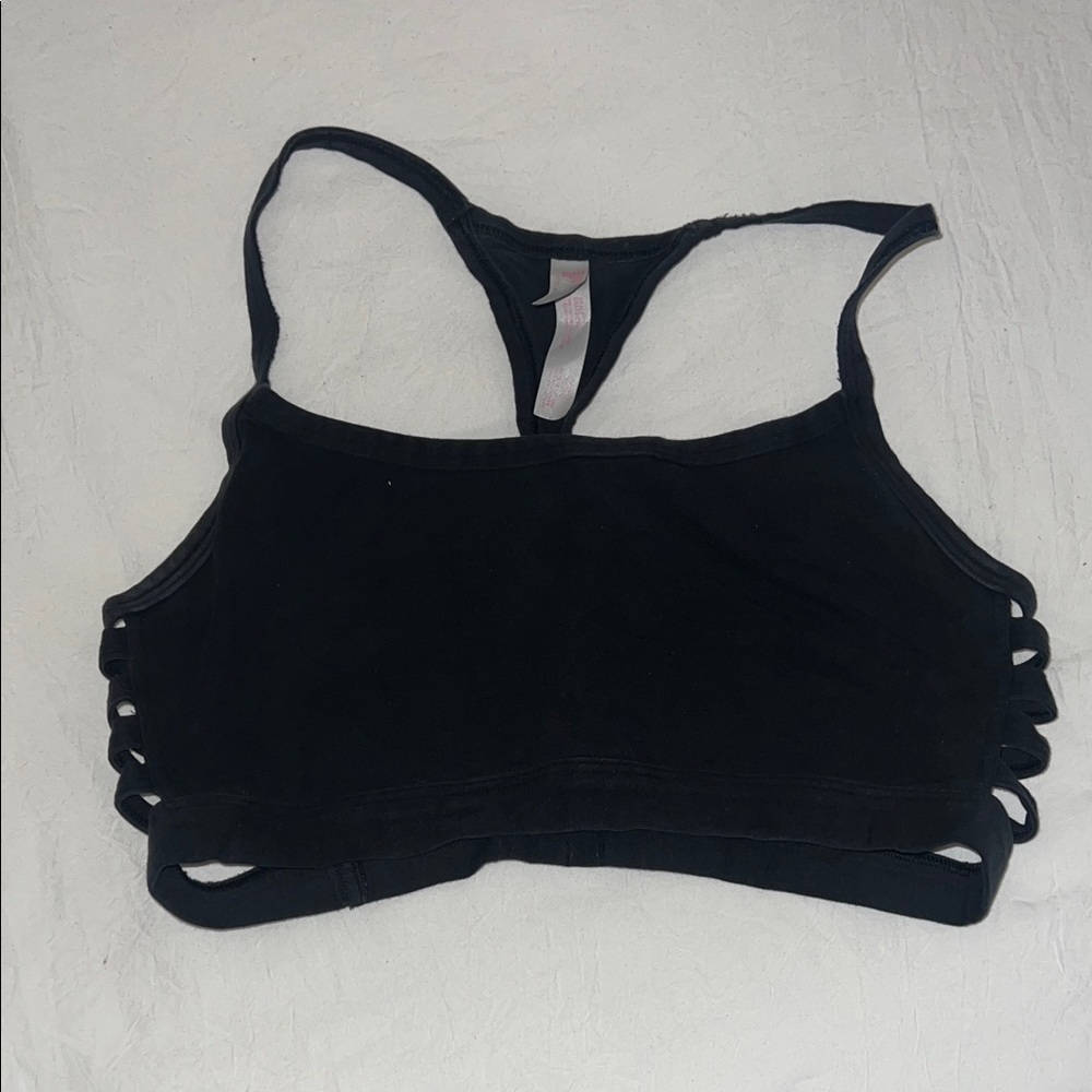 PINK Victoria's Secret Black Racerback Bralette with Side Cutouts